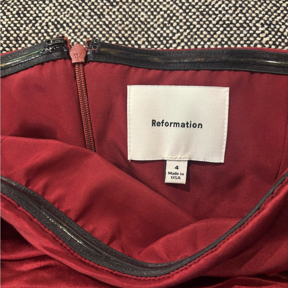 NWT Reformation Red Ruched Strapless Gown - Picture 7 of 9